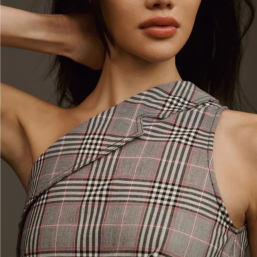 Anthropologie Maeve Plaid Asymmetric Midi Dress - Picture 4 of 9